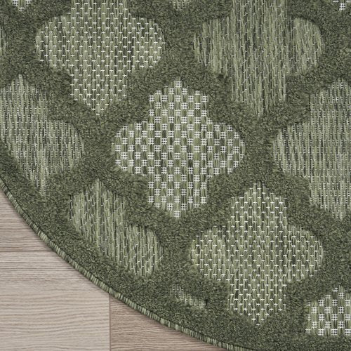 Nourison Home Easy Care Green 8' x Round Area Rug - Easy Clean, Non Shedding, Bed Room, Living Room, Dining Room, Kitchen (8' x Round)