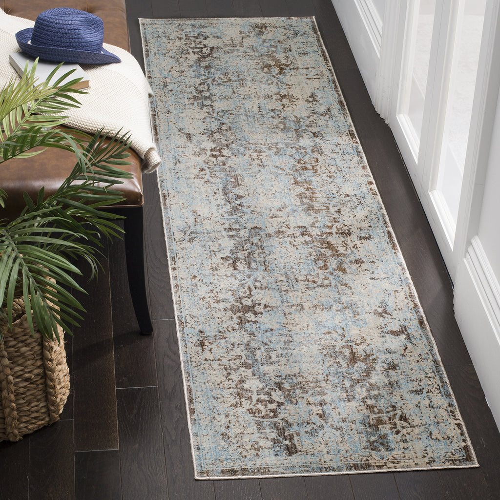 SAFAVIEH Persian Collection Accent Rug - 3' x 5', Brown & Light Blue, Oriental Distressed Design, Non-Shedding & Easy Care, Ideal for High Traffic Areas in Entryway, Living Room, Bedroom (VTP417T)