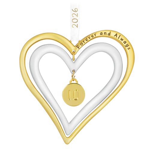 Hallmark Keepsake Christmas Ornament 2026 Our Anniversary Metal Double Hearts - Personalized Year & Charms