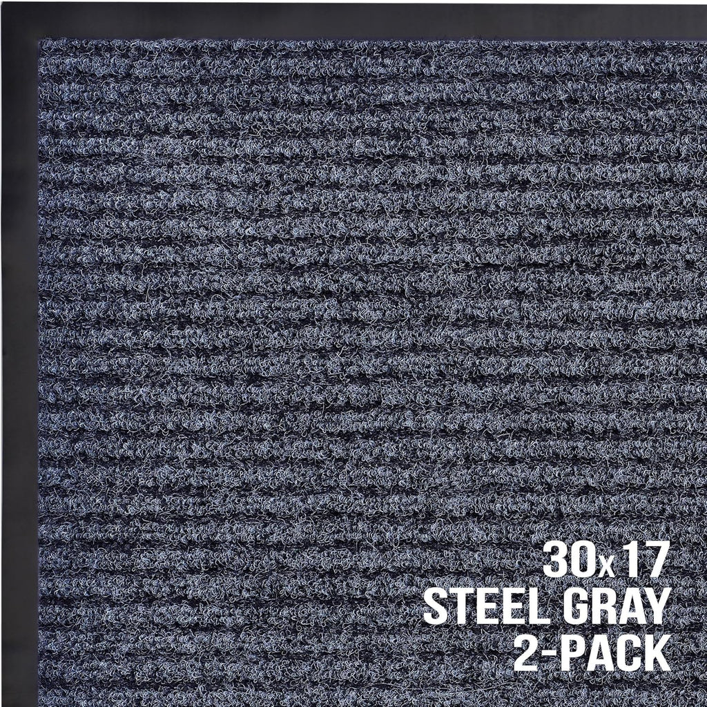 Sierra Concepts Welcome Floor Mat - Indoor Outdoor Entryway Doormat, Low Profile, 30x17 Inches, 2-Pack Gray