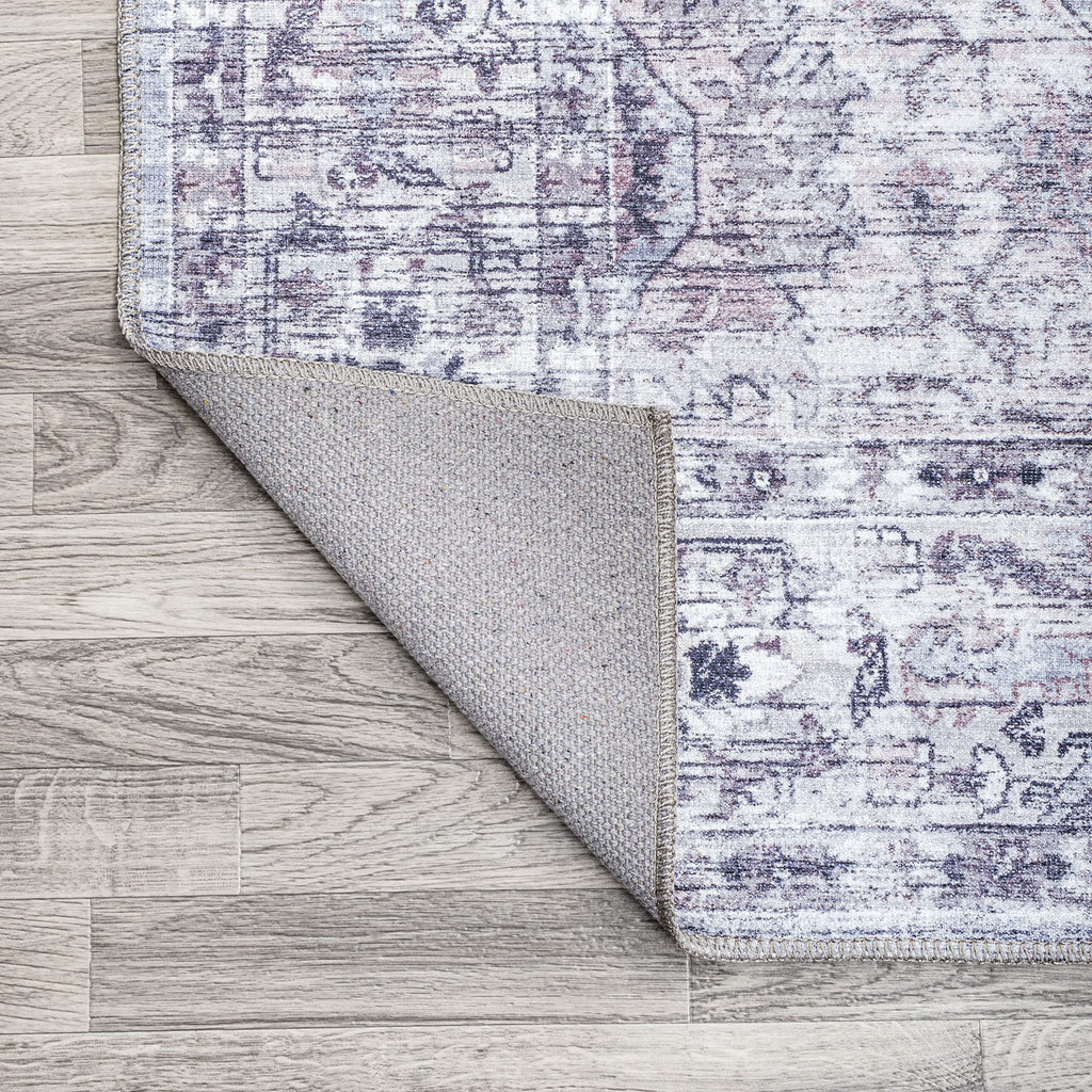 JONATHAN Y Machine Washable Gray/Purple Indoor Area Rug 3X5 ft, Didim Boho Medallion for Living Room, Bedroom, Kitchen, Office, Easy-Cleaning, High Traffic, Pet-Friendly, Non-Shedding (WSH102A-3)