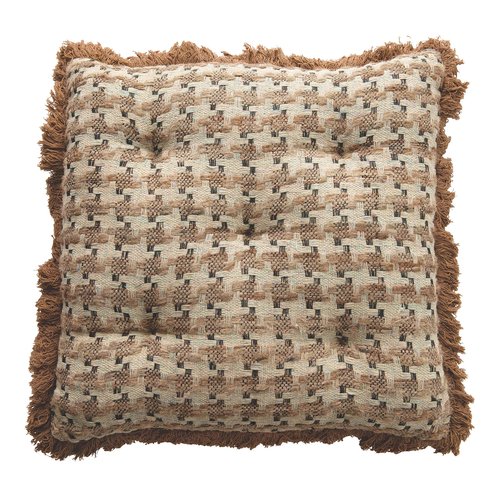 Creative Co-Op Woven Cotton Eyelash Fringe, Multi Color Pillow