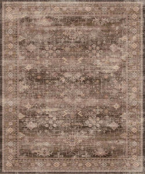 Hazo Haus Brown Area Rug - Large Vintage Western Design, Washable Low Pile, 10x12 ft for Living Room & Bedroom