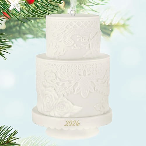 Wedding Cake Ornament 2026 - Bridal Shower & First Christmas Keepsake