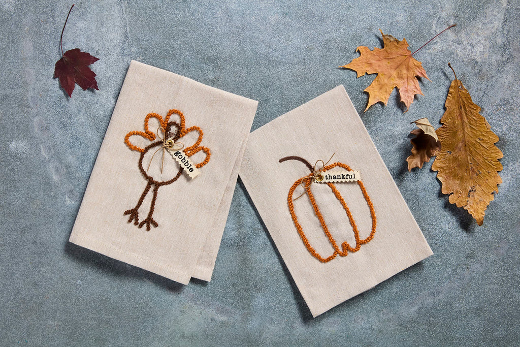 Mud Pie Fall Knotted Towel, Gather, 21" x 14" (Pack of 2)