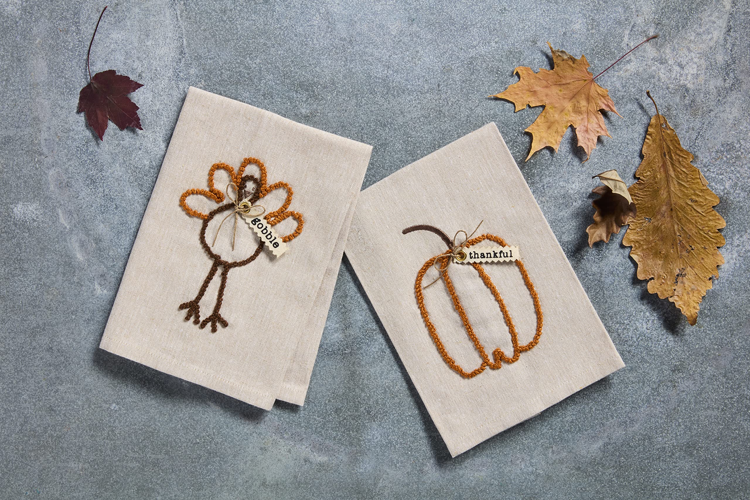 Mud Pie Fall Knotted Towel, Gather, 21" x 14" (Pack of 2)