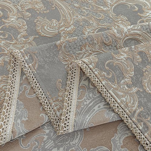 Loom and Mill Grey Damask Tablecloth 60 x 120 Inches, Thick Chenille Jacquard Rectangle Table Cover with Handmade Tassels for Dining Room Christmas Banquet Decorations (Grey, 60"x120")