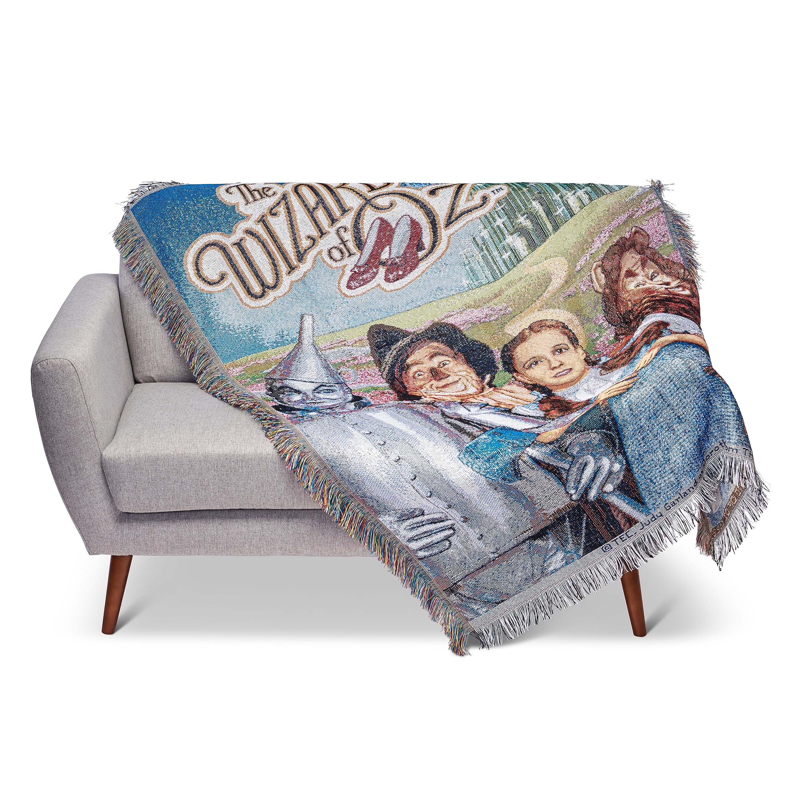 NORTHWEST Warner Brothers Wizard of Oz, 'Group' Woven Tapestry Throw Blanket, 48" x 60", Multi Color
