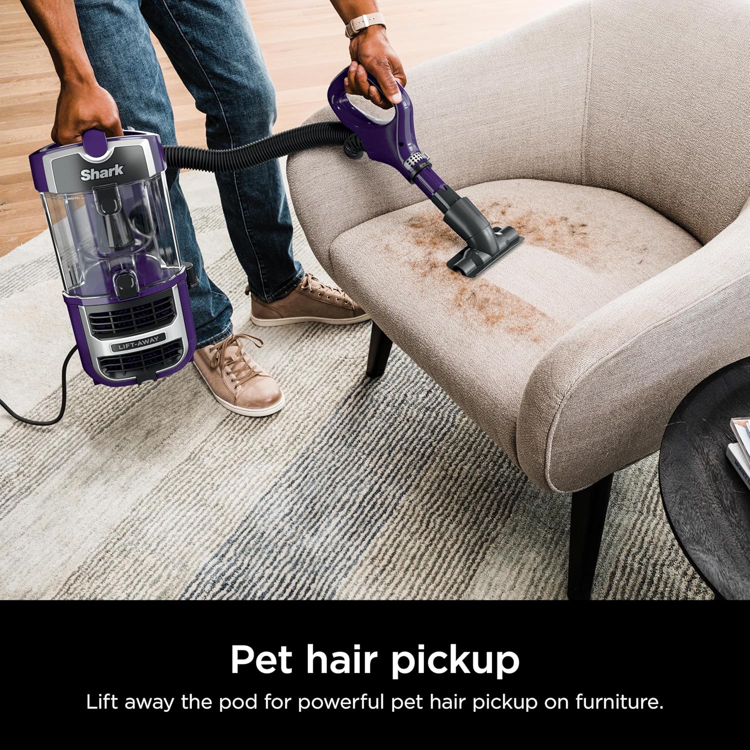 Shark Lift-Away Upright Vacuum - PowerFins, Self-Cleaning Brushroll & Anti-Allergen Technology | Eggplant