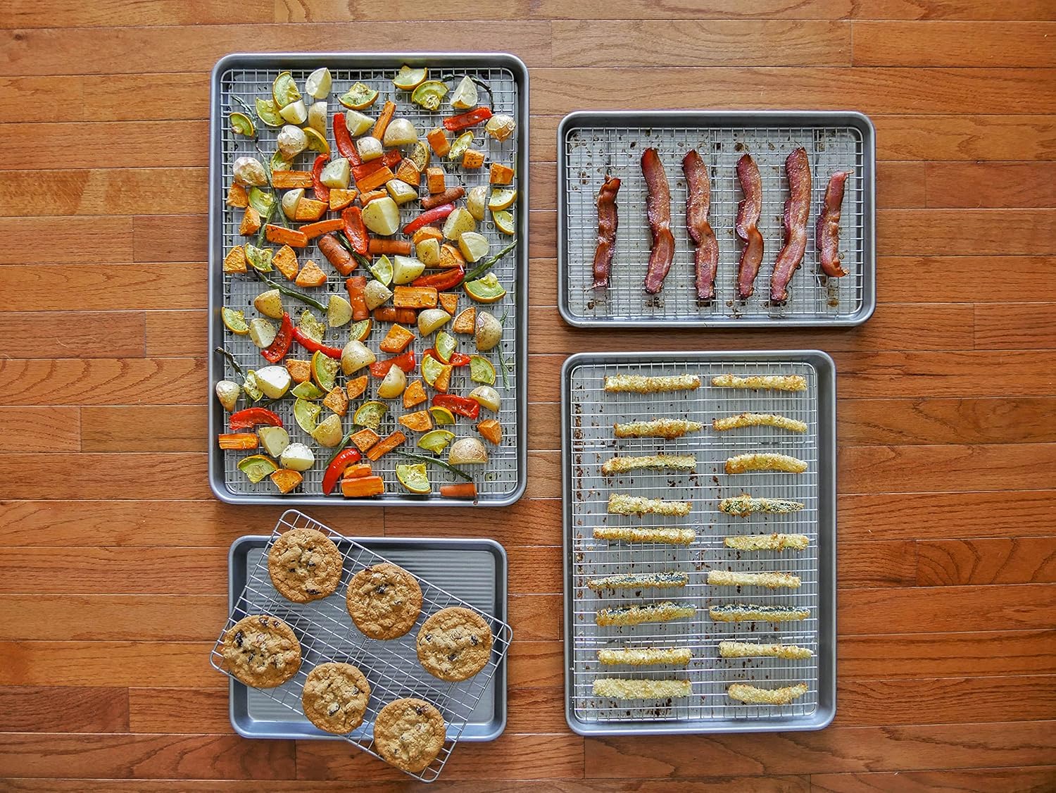 USA Pan Bakeware Quarter Sheet Baking Pan - Nonstick Cooling Rack Set | Durable Metal Design