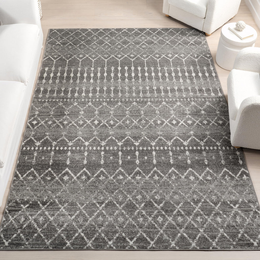 nuLOOM 2x3 Moroccan Blythe Area Rug, Dark Grey, Faded Bohemian Design, Stain Resistant, For Bedroom, Dining Room, Living Room, Hallway, Office, Kitchen, Entryway