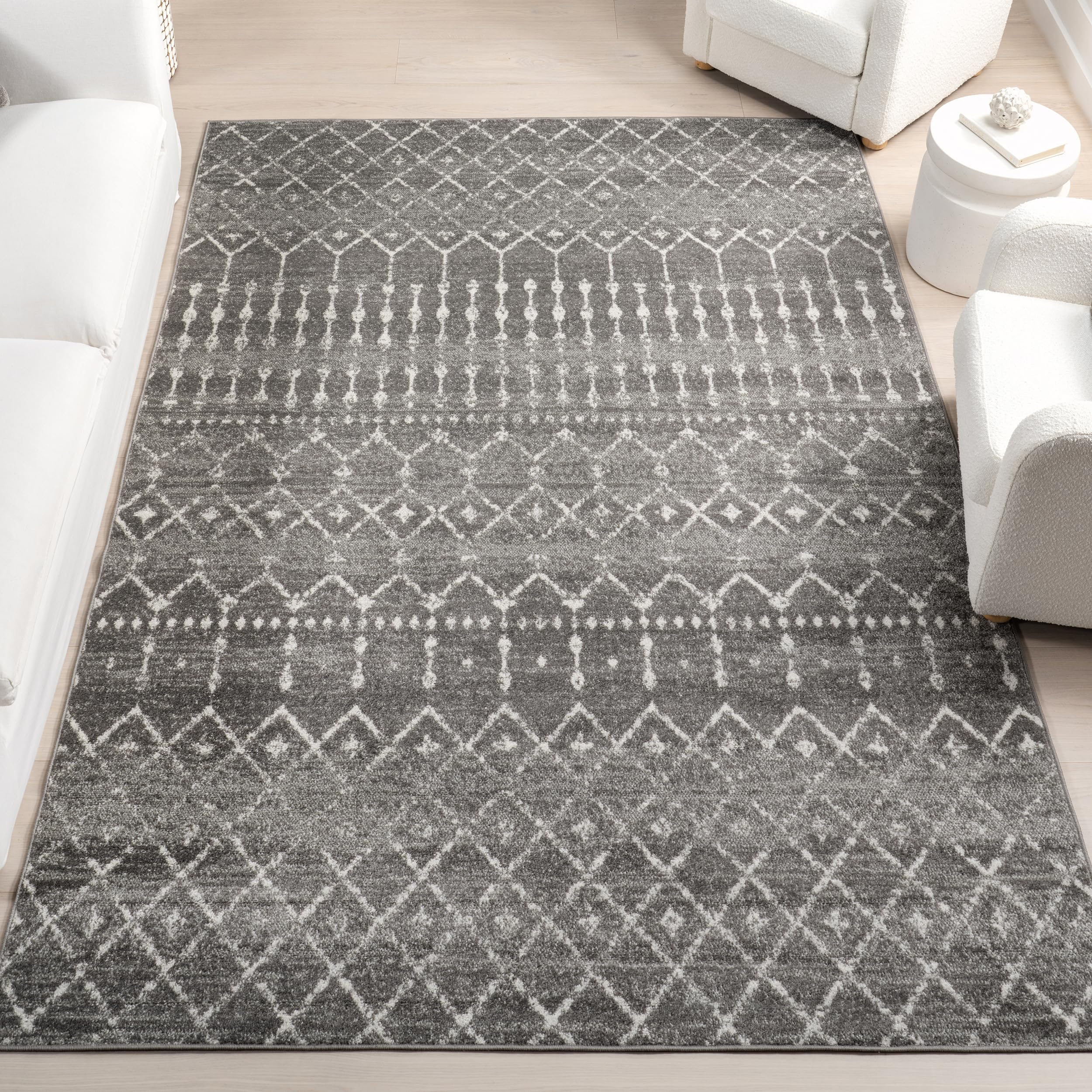 nuLOOM 2x3 Moroccan Blythe Area Rug, Dark Grey, Faded Bohemian Design, Stain Resistant, For Bedroom, Dining Room, Living Room, Hallway, Office, Kitchen, Entryway
