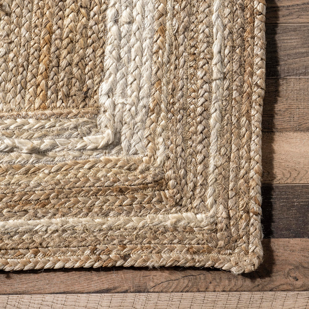 Nuloom Rikki Off-White/Natural, 2'6" x 6', Coastal Braided, Jute, Soft and Textured, High Traffic, Stain Resistant, Easy Clean, Durable Runner for Bedroom, Living Room, Dining, Foyer, Entryway