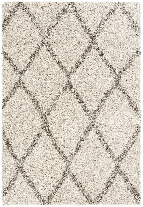 SAFAVIEH Hudson Shag Collection Accent Rug - 4' x 6', Ivory & Grey, Trellis Design, Non-Shedding & Easy Care, 2-inch Thick Ideal for High Traffic Areas in Entryway, Living Room, Bedroom (SGH329A)
