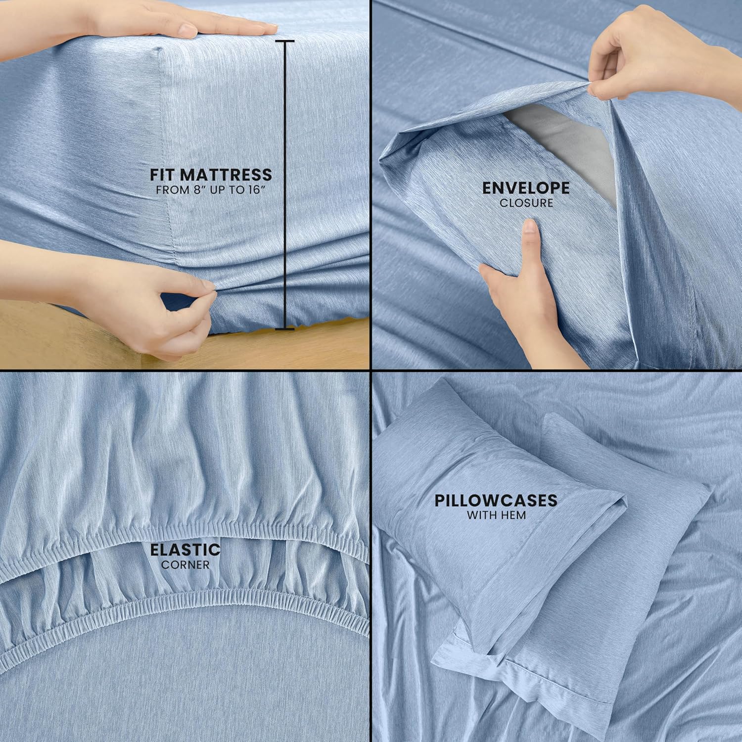 Utopia Bedding California King Size Sheet Set - Soft, Breathable Microfiber, 4-Piece in Heather Navy