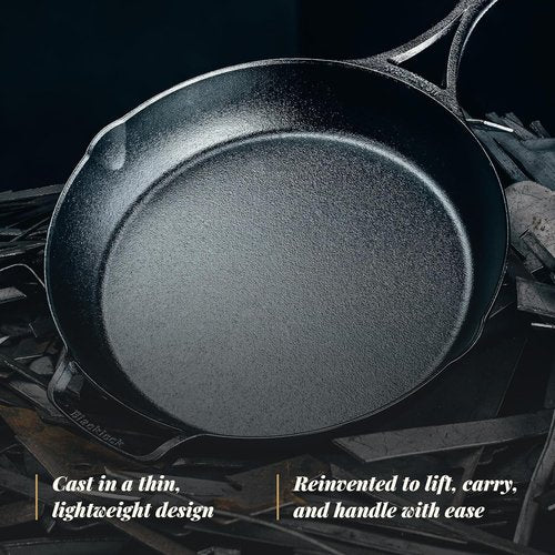 Lodge Blacklock 12" Cast Iron Skillet - Triple Seasoned - Lightweight & Easy Cleanup Cookware