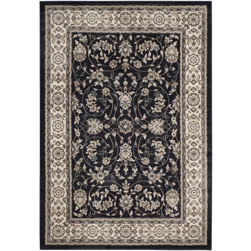 SAFAVIEH Lyndhurst Collection Area Rug - 5'3" x 7'6", Anthracite & Cream, Traditional Oriental Design, Non-Shedding & Easy Care, Ideal for High Traffic Areas in Living Room, Bedroom (LNH340D)