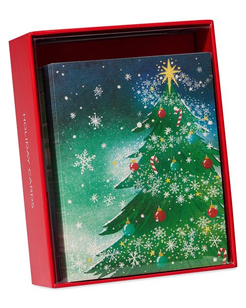 Papyrus Boxed Holiday Christmas Cards, Magical Tree Top, 20 Count