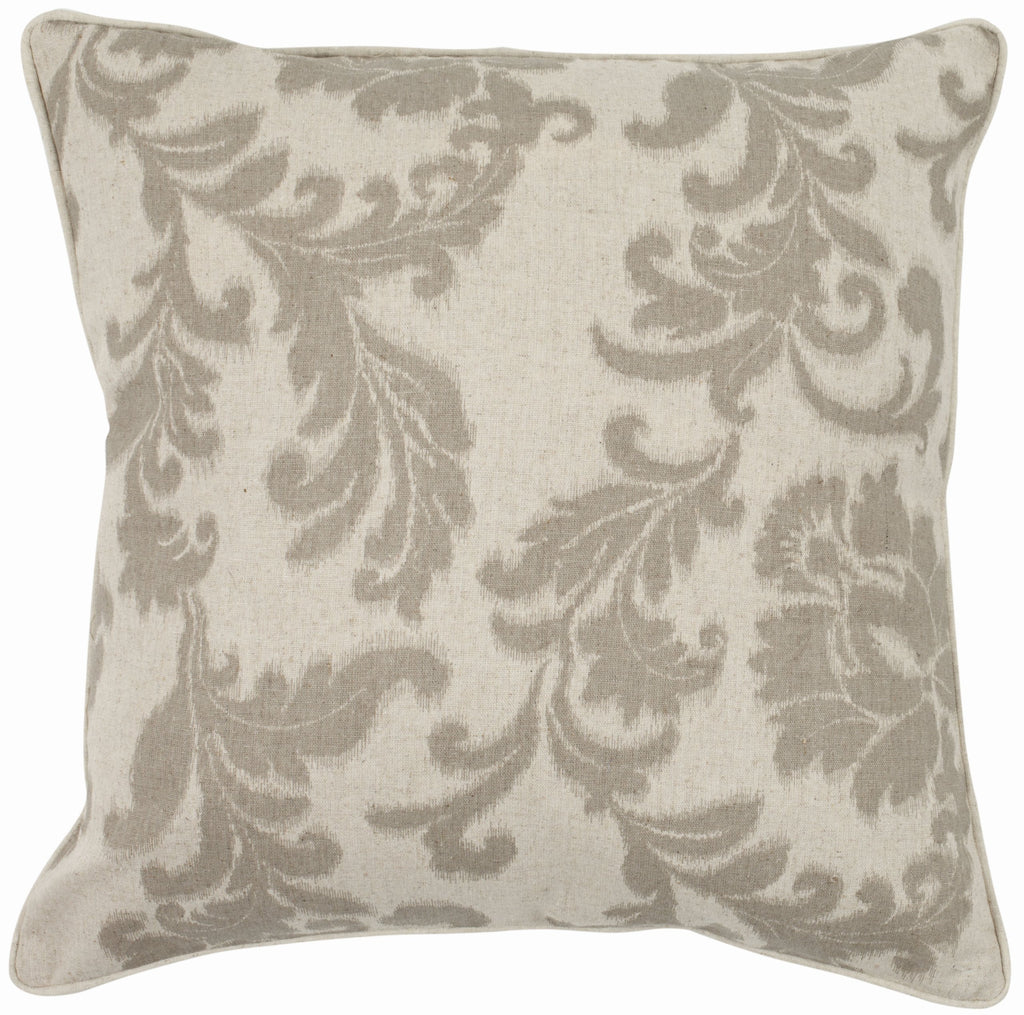 SAFAVIEH Pillow Collection 22-Inch Acanthus Leaves Pillow, Ivory and Grey, Set of 2