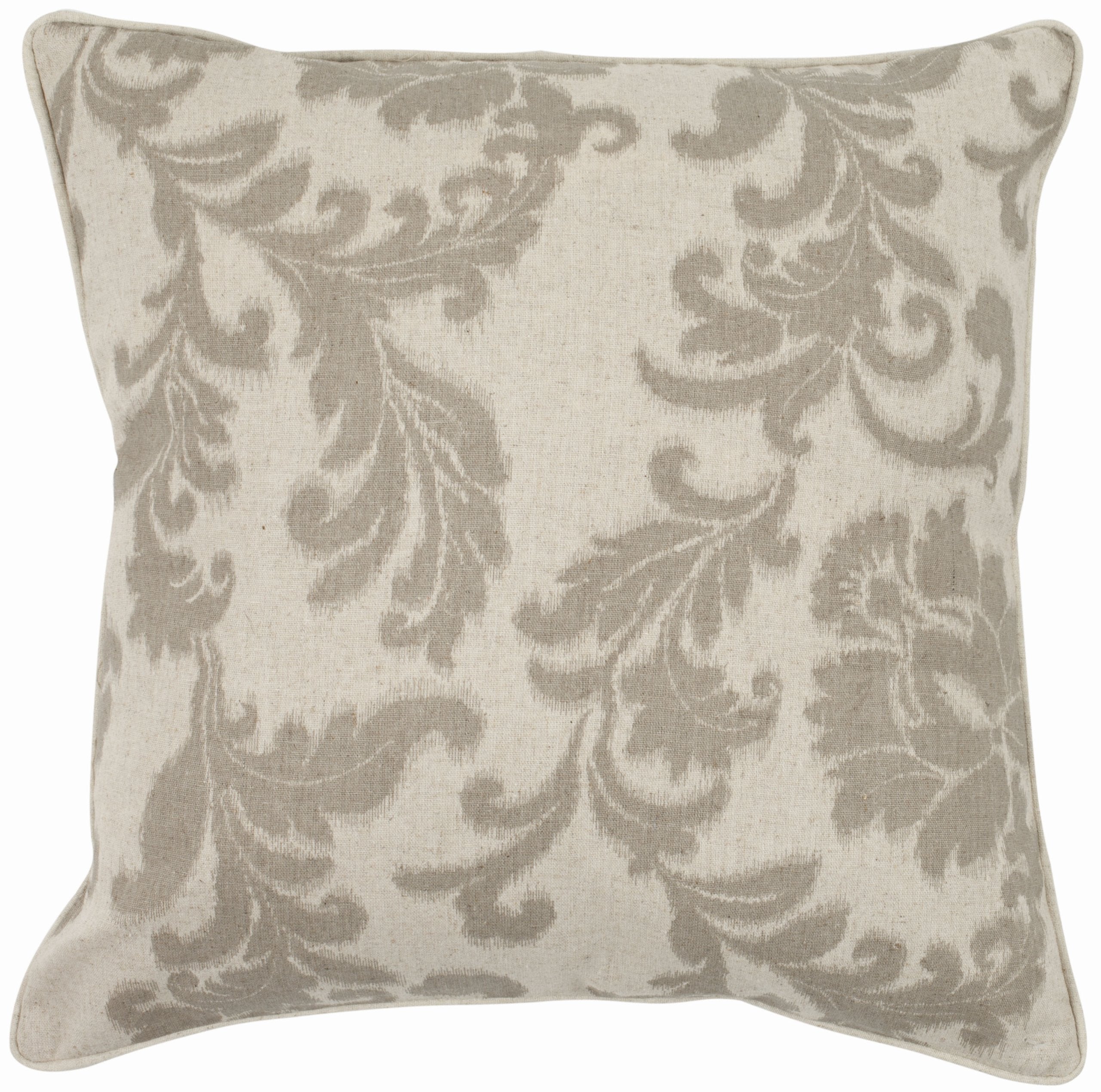 SAFAVIEH Pillow Collection 22-Inch Acanthus Leaves Pillow, Ivory and Grey, Set of 2