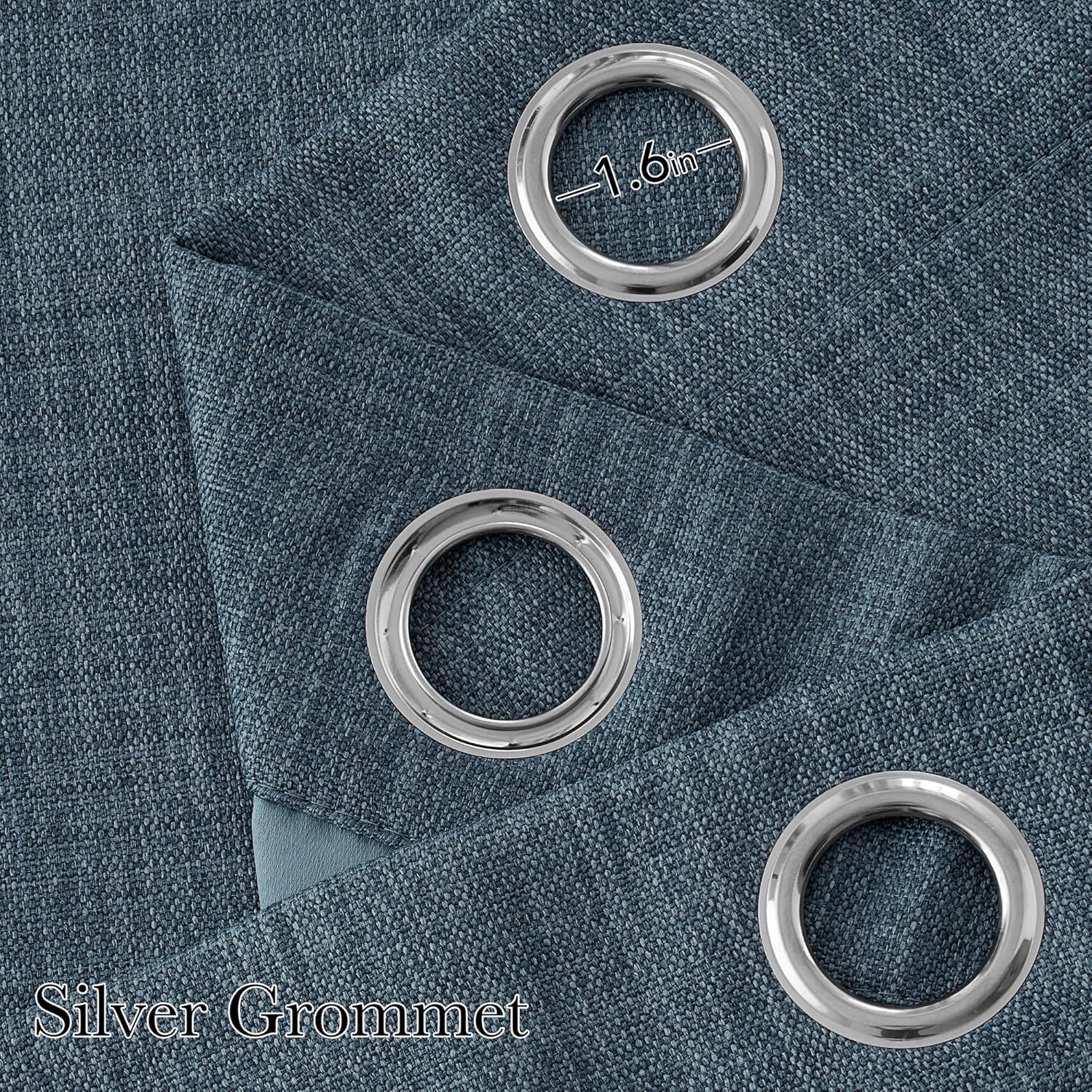 NICETOWN Faux Linen Blackout Curtains - Mist Blue, 63-Inch Grommet Top Privacy Panels, 2-Pack for Modern Farmhouse Style