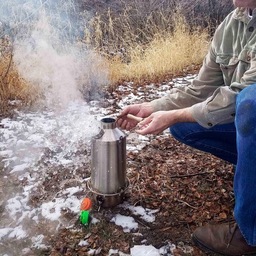 'Base Camp' Kelly Kettle® 54fl.oz | Stainless Steel | Whistles When Boiled | Kettle & Camp Stove in one | Ultra-fast | Wood Fuelled | NO Batteries/Gas | Camping, Fishing, Scouts, Picnics, Emergencies