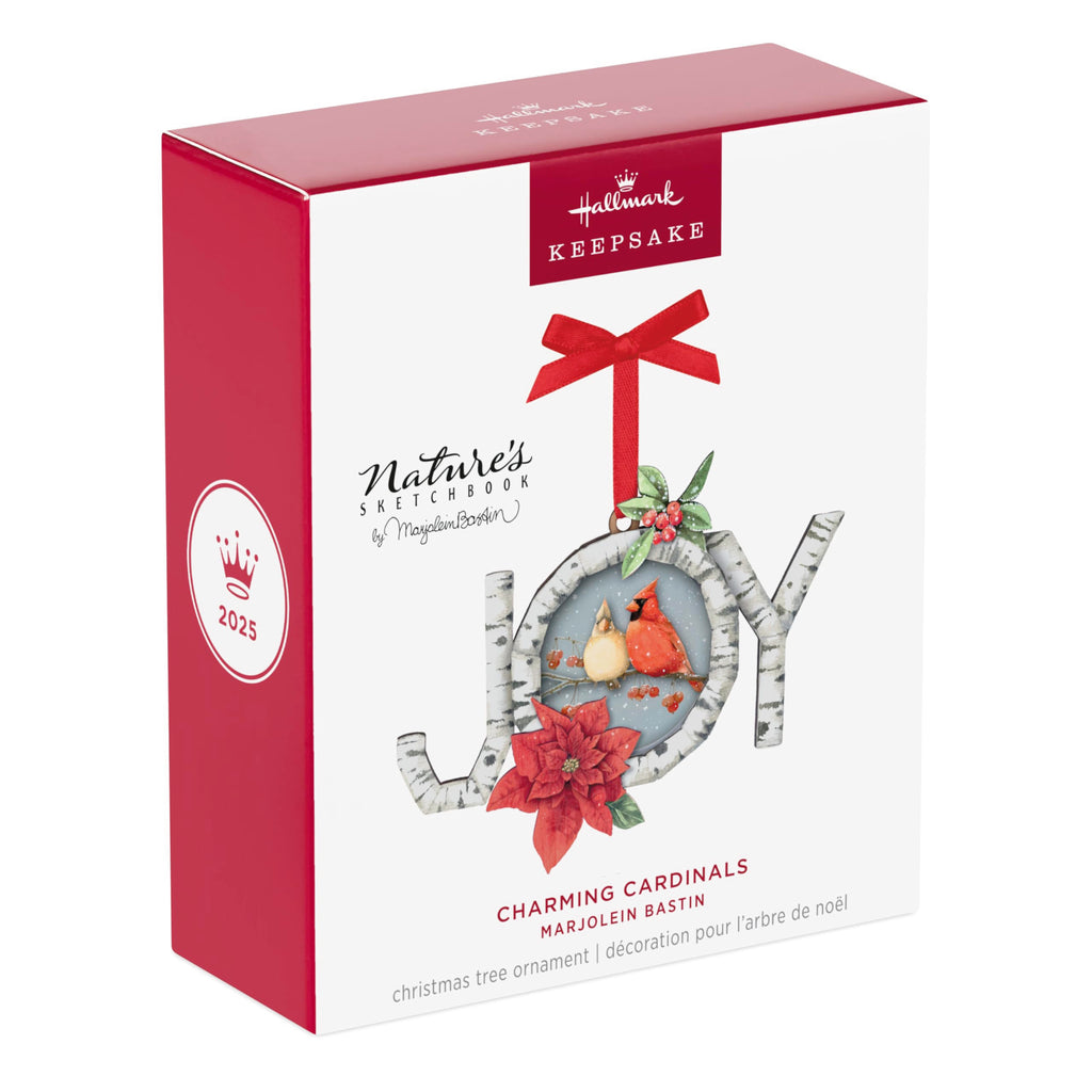 Hallmark Keepsake Christmas Ornament, Marjolein Bastin Charming Cardinals, Papercraft, Gifts for Nature Lovers