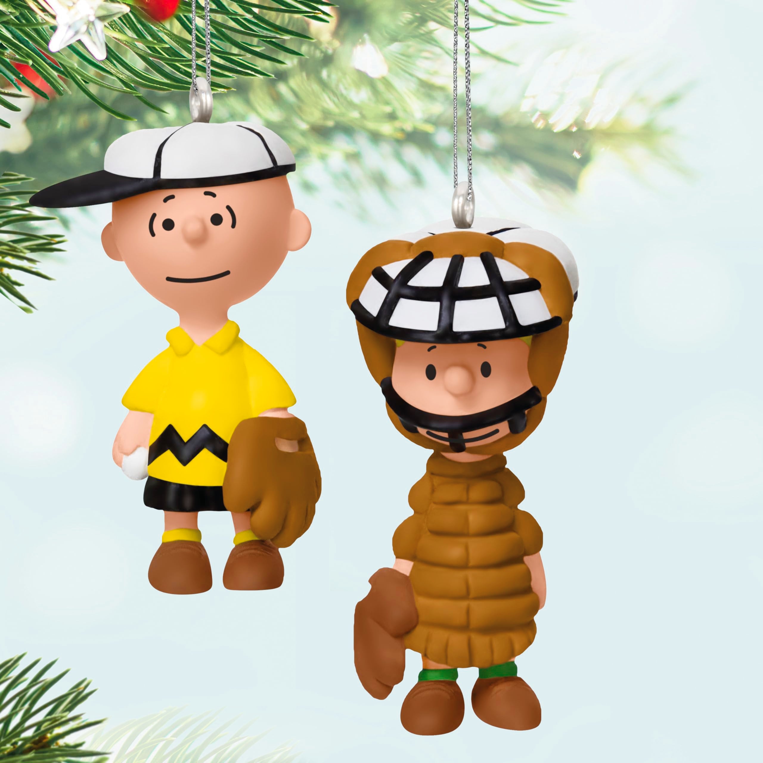 Hallmark Keepsake Peanuts Christmas Ornament, The Peanuts Gang Playing Catch, Set of 2