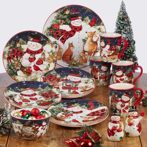 Certified International Magic of Christmas Snowman 11" Dinner Plates, Multicolored, Large, Set of 4