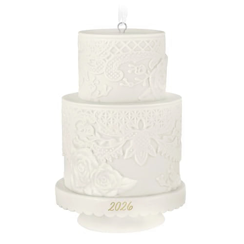 Wedding Cake Ornament 2026 - Bridal Shower & First Christmas Keepsake