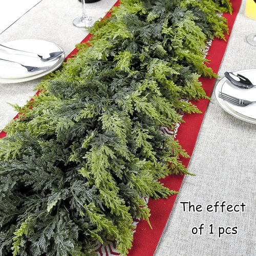 Delux Cedar Garland - 6FT Real Touch Christmas Garland | Lush Winter Pine Decor for Indoor & Outdoor