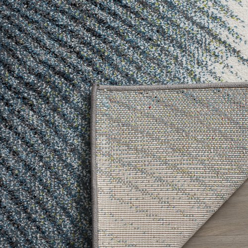 SAFAVIEH Hollywood Collection Accent Rug - 2'7" x 5', Grey & Teal, Mid-Century Modern Design, Non-Shedding & Easy Care, Ideal for High Traffic Areas in Entryway, Living Room, Bedroom (HLW715D)