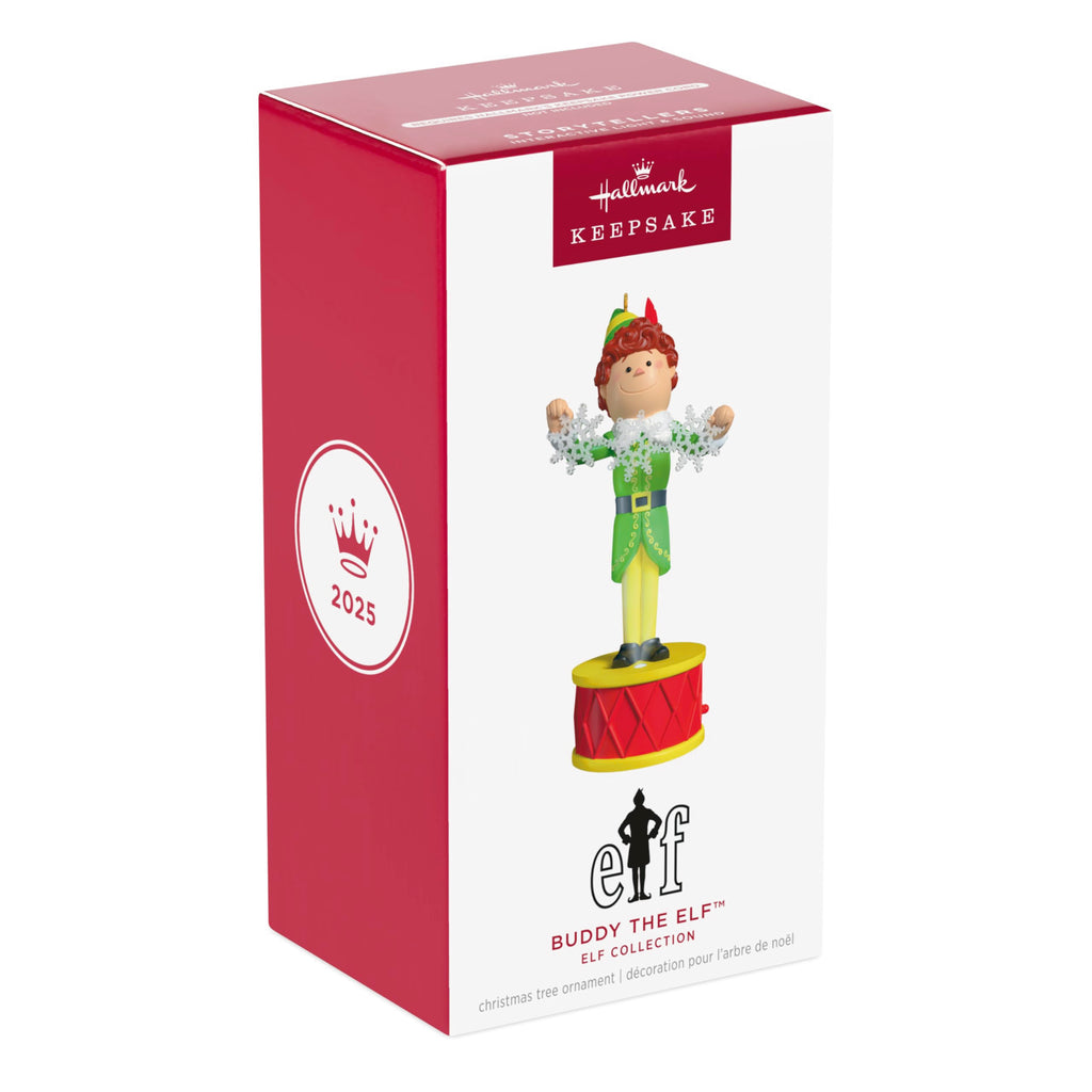 Hallmark Keepsake Christmas Ornament, Elf Collection Buddy the Elf with Light and Sound, Christmas Movie Gifts