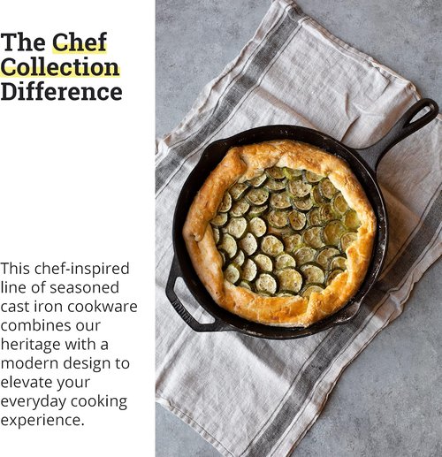 Lodge 12" Cast Iron Skillet - Chef Collection - Ergonomic Handles for Perfect Searing - Durable Cookware