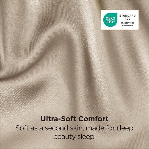 Bedsure Satin Pillowcase - Luxurious Silk-Like Comfort | Standard Size 20x26 Inches, Khaki, 2-Pack