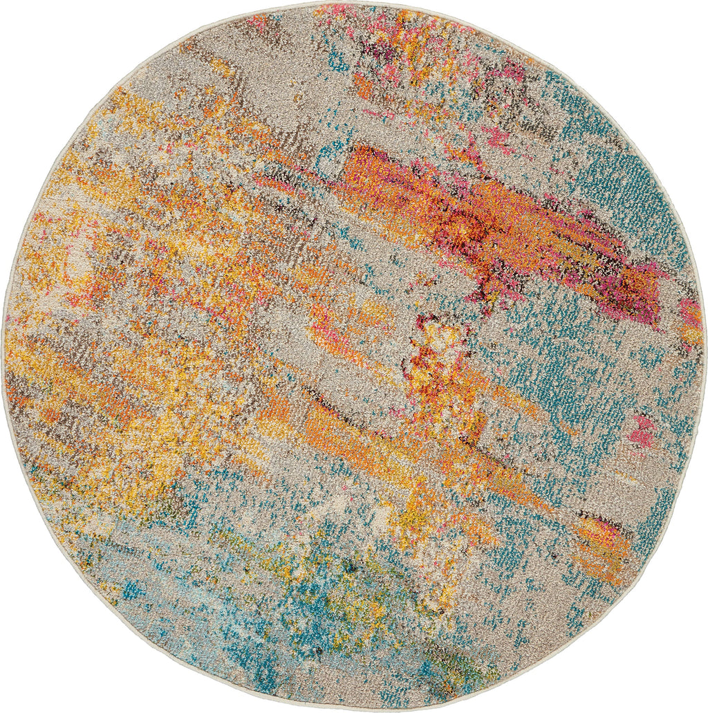 Nourison Home Celestial Sealife 5'3" x Round Area Rug - Easy Clean, Non Shedding, Bed Room, Living Room, Dining Room, Kitchen (5' x Round)