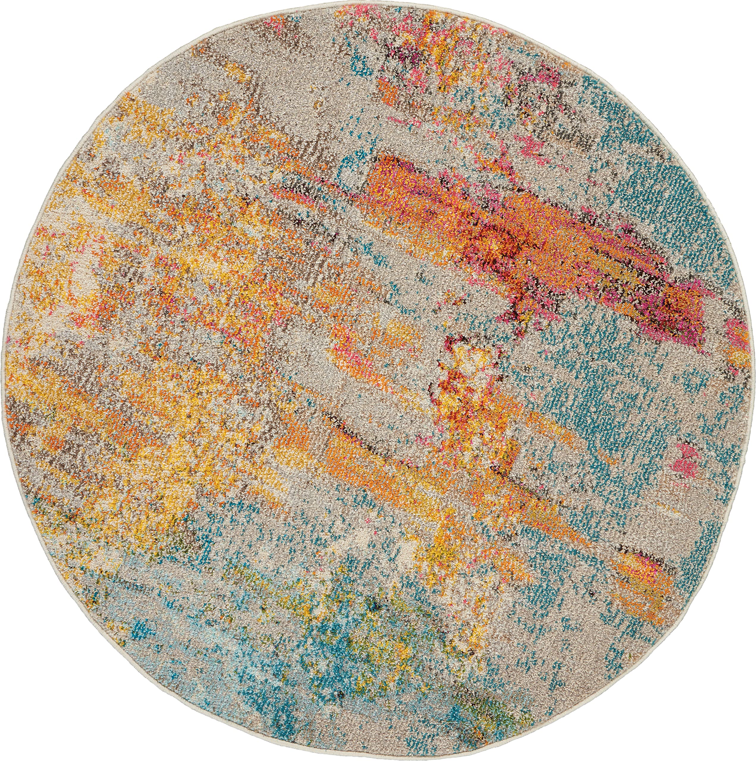 Nourison Home Celestial Sealife 5'3" x Round Area Rug - Easy Clean, Non Shedding, Bed Room, Living Room, Dining Room, Kitchen (5' x Round)