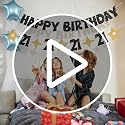 Black and Gold 21st Birthday Banner - Pre-Strung Glitter Party Decoration