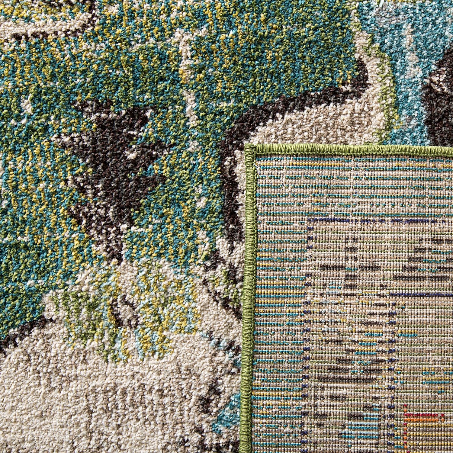 SAFAVIEH Monaco Collection Area Rug - 8' x 10', Forest Green & Light Blue, Boho Medallion Design | Non-Shedding & Easy Care for High Traffic Areas