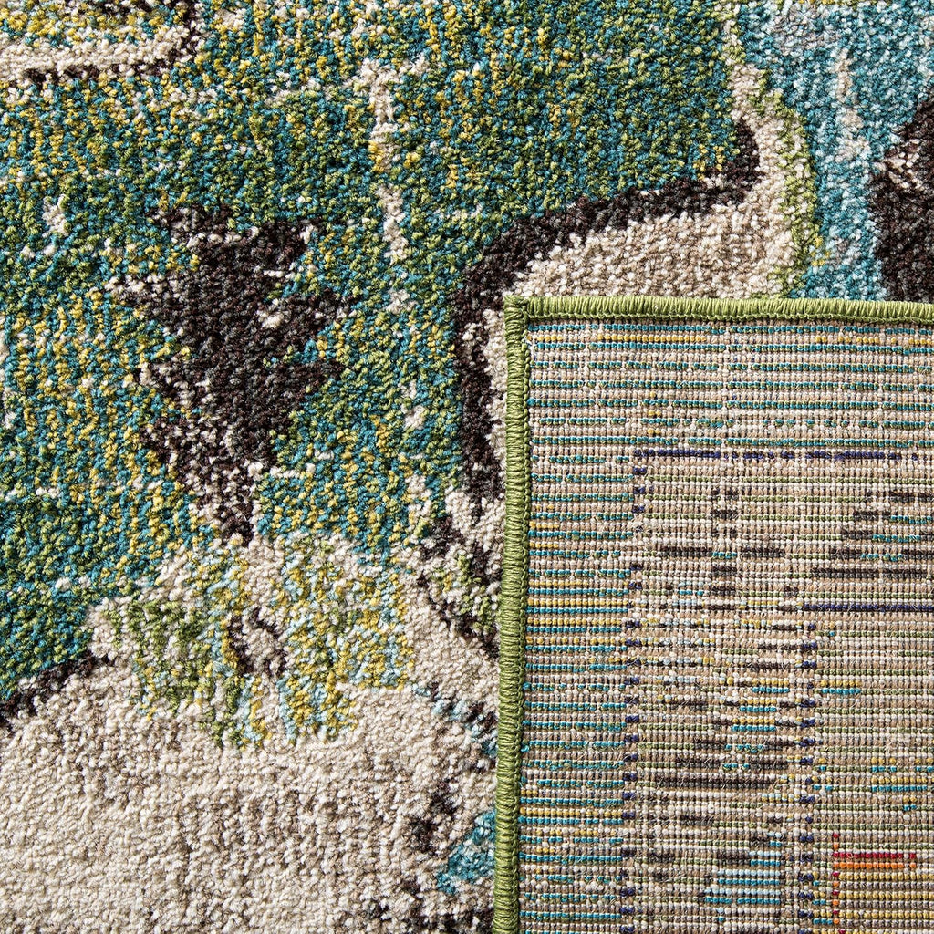 SAFAVIEH Monaco Collection Area Rug - 8' x 10', Forest Green & Light Blue, Non-Shedding | Easy to Clean Medallion Design