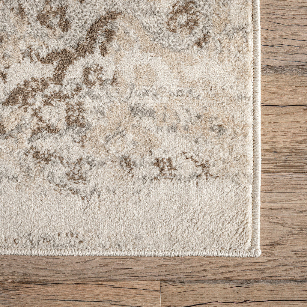 Nuloom Freja Beige/Ivory, 6'7" x 9' Oval, Distressed Floral, Soft and Cozy, High Traffic, Stain Resistant, Easy Clean, Durable Area Rug for Bedroom, Living Room, Dining Space, Den, Foyer, Entryway