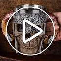 Viking Skull Mug - Resin Skeleton Beer Stein Drinking Cup - Halloween Bar Gift - Viking-1